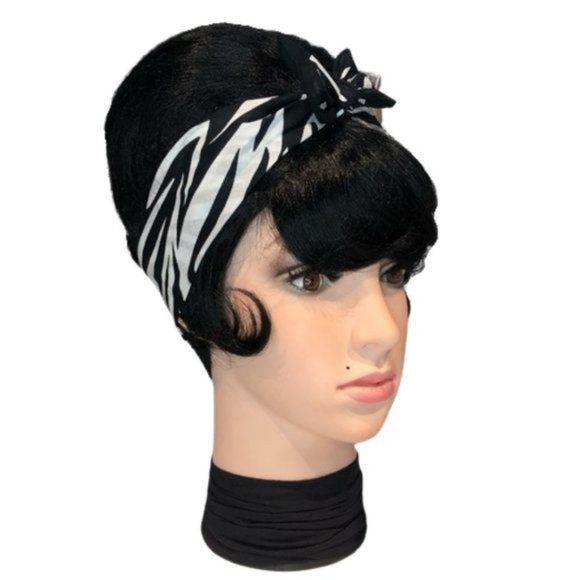 Zebra Striped Black and White Animal Print Bandana Tie Headband - Picture 4 of 13